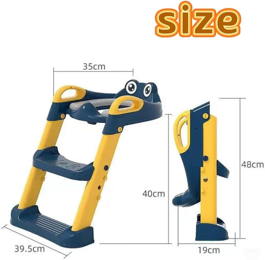 Kids Potty Training Seat with Ladder – Foldable & Adjustable Toilet Trainer
