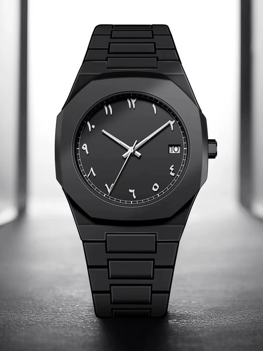 Elegant Stainless Steel Arabic Numerals Watch – Minimal Black Design