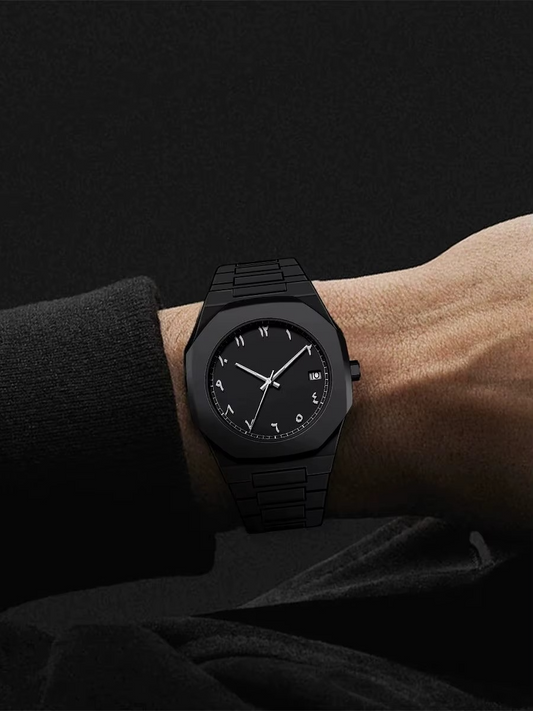 Elegant Stainless Steel Arabic Numerals Watch – Minimal Black Design